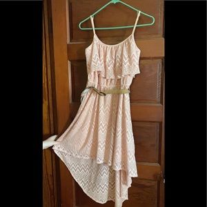Juniors medium high low dress peach color